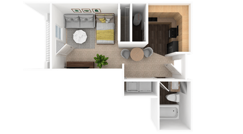 Studio | 1 Bath | 539 Sq. Ft. Platform Floor Plan at HUB of New Albany, Indiana